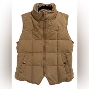 RALPH LAUREN 100% Cotton Down Filled Tan Women’s Winter Vest Size Medium